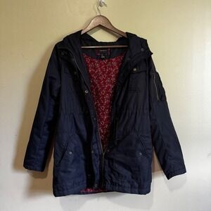 VTG Forever 21 Women's Navy Blue Anorak Jacket Floral Lined Small‎ Cottagecore